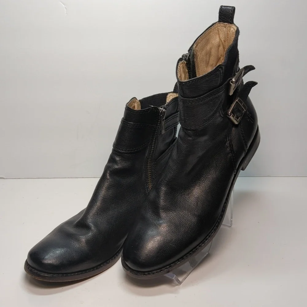 Frye Anna Gore Black Label Leather Ankle Bootie boots womans size 6.5